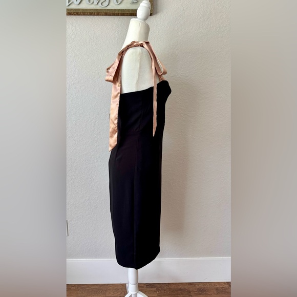 NWT Arezu Bow Tie Strap Dress Aliava Black Rose Gold Women's Size M J - Picture 4 of 11